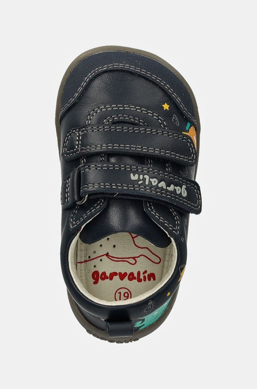 Tenisi din piele pentru copii Garvalin, monstruleti, gri